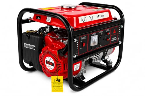 Image of Petrol Generator 1kVA with 6L Fuel Tank, Red & Black, VP1800 (1 Kilowatt) | 3.0 HP Engine, AC & DC Output, Circuit Protector, Built-in Voltmeter, Heavy Duty Frame