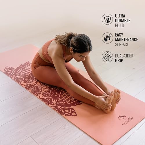 Image of Wiselife tpe Printed 6MM Yoga Mat + Yoga Strap For Men, Women, Kids|Anti-Slip Extra thick, long & Wide Exercise Sports Mat For Workout, Fitness, Yoga, Gym, Home & Pilates (Botanical)