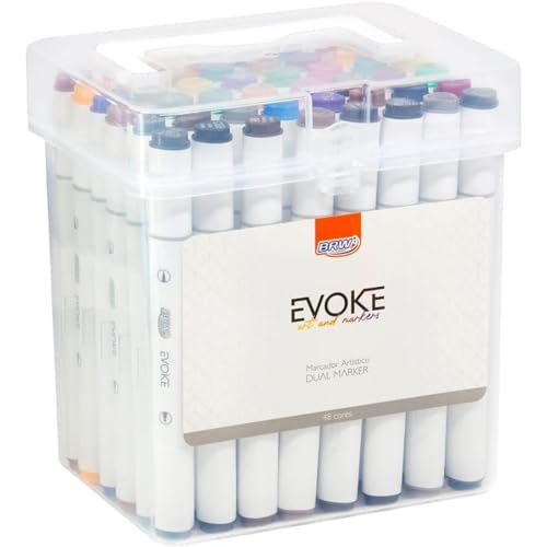 Marcador Artístico Evoke Dual Marker Estojo 48 Cores, BRW