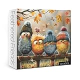 Autumn Bird Puzzles for Adults 1000 Piece Nature, Pretty Fall Landscape Art Jigsaw Puzzles Plant, Butterfly Dragonfly Warm Puzzle