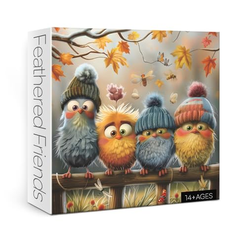 Autumn Bird Puzzles for Adults 1000 Piece Nature, Pretty Fall Landscape Art Jigsaw Puzzles Plant, Butterfly Dragonfly Warm Puzzle