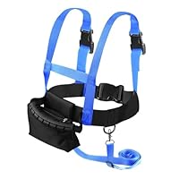 Ski und Snowboard Gurt für Kinder, Ski Gurt mit Abnehmbarer Leine und Tasche, Unterricht zur Geschwindigkeitskontrolle Ski Zubehör für Kinder Jungen Mädchen Anfänger (Blau)