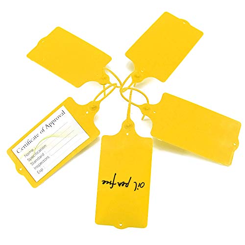 100 Plastic Tags Shipping Tags Water Proof Tags For Labeling Shipping Labels Security Seals Writable Marker Ties Hanging Tags Storage Tag (Yellow) #TOP3
