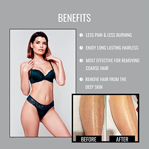 Image of ENORA Brazilian Stripless Wax Beans for Women (250g) | With Wooden Spatula | Natural | For Face, Chin, Hairline, Bikini Area & Full Body Hair Removal (250 Gram, Activated Charcoal)