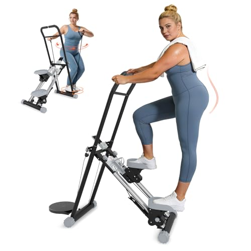 OVER SELF Steppers for Exercise at Home Stair Stepper with Handlebar for Full-Body Workout Compact Folding Stair Climber with Adjustable Handlebar Pedal 350lbs Weight Capacity Knee-Friendly
