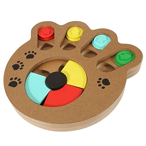 Mogoko Wooden Interactive Puppy Dog Cat Feeder, Seek-A-Treat Pet Mental Stimulation Shuffle Puzzle Toys, Animal Food Treat Dispenser #TOP25