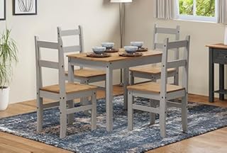 Mercers Furniture Corona Grey Wax Budget Dining Table and 4 Chairs