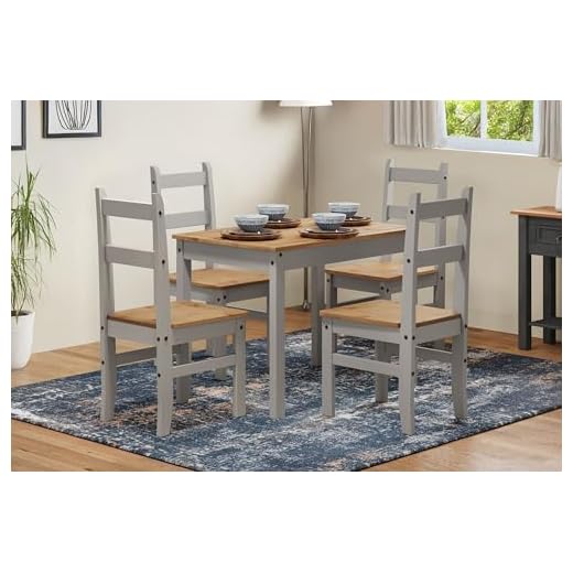 Mercers Furniture Corona Grey Wax Budget Dining Table and 4 Chairs