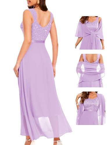 Image of BeryLove Summer Formal Wedding Guest Prom Dresses Sequin Cocktail Evening Lace Elegant Mother of The Bride Dress