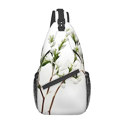 Sac à dos sling imprimé branches vert noir pour homme et femme taille unique