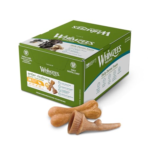 WHIMZEES Box Varietà M, 40 Pezzi – Taglia M, Snack per Cani di Taglia Media, Naturali & Senza Cereali, Vegetariane, Senza Zuccheri Aggiunti