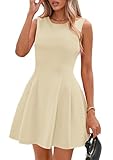 PRETTYGARDEN Summer Dresses for Women 2025 Elegant Classy A Line Business Casual Work Graduation Cocktail Short Dress (Beige,Small)