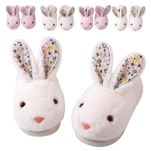 Fadezar Womens Bunny Warm Slippers Soft House Memory Foam Lightweight Slippers Fleece Lining Rabbit Shoes