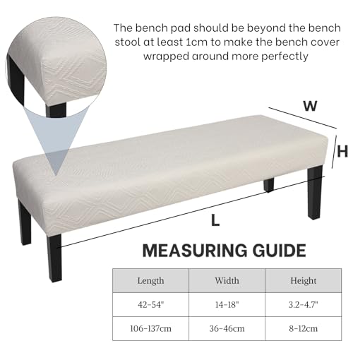 Image of SearchI Dining Bench Cover, Stretch Washable Long Bench Seat Covers, Rectangle Dining Table Bench Slipover for Dining Room, Living Room, Kitchen(Frame Rhombus Beige)