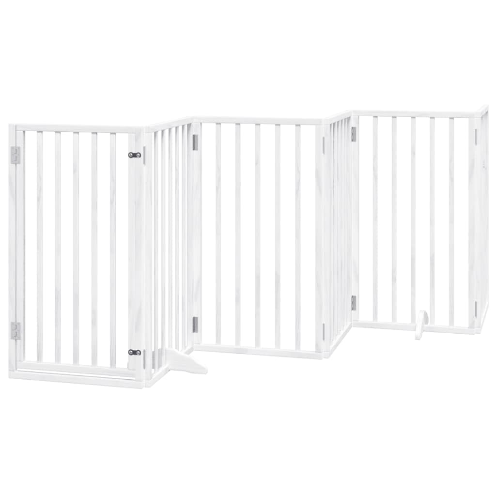 Homgoday Barrera para Perros,Barrera de Seguridad para Perros Mascotas,para Escaleras y Puertas Puerta de Perros Plegable 12 Paneles Madera álamo Blanca 600 cm
