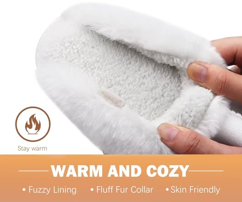 Image of KuaiLu Womens Cozy Memory Foam Slippers Ladies Fuzzy Faux Fur Lined Warm Arch Support House Shoes Slip on Comfy Winter Scuff Indoor Outdoor Rubber Hard Sole