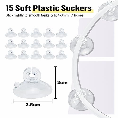 48 Piece Air Pump Accessories Aquarium Accessories incl. 6M Transparent Silicone Hose Oxygen Stone Check Valves Suction Cups Regulator Valve and Y/T/L/I Shape Connector Standard Aquarium Accessories - Image 3