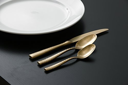 Fortessa Lucca Faceted 18/10 Stainless Steel Flatware, Tea/Coffee Spoon, 5.9", Set of 12, Brushed Gold by Fortessa - Image 4