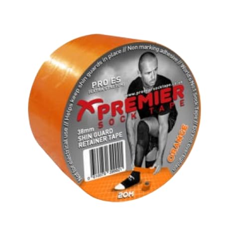 Cinta Premier Sock Tape naranja de 20 metros para el equipamiento de fútbol