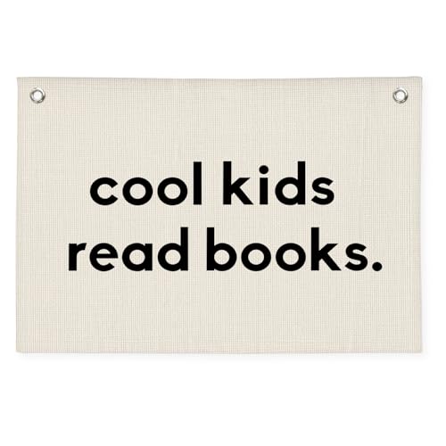 PLKMN Reading Corner Decor for Classroom, Cool Kids Read Books Linen Canvas Banner, Playroom Read Sign Wall Hanging Flag Decor for Reading Corner Nook 20x30 Inch