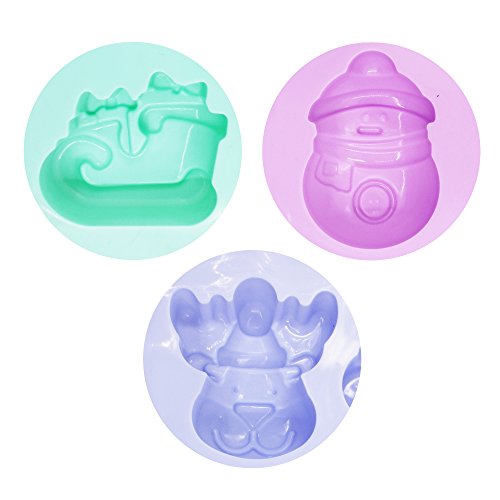 image for SENHAI 3 Pack Christmas Silicone Molds, Soap Chocolate Trays Cake Baki