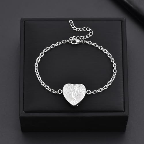 RIPFEVURN Heart Tree of Life Cremation Jewelry Urn Bracelet for Ashes for Women Memorial Ashes Keepsake Link Bracelet3
