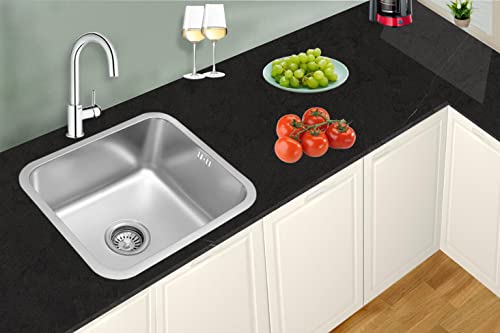 Omeere, 55 x 45, fregadero empotrado cuadrado, pequeño, acero inoxidable 304, grosor del material 0,8 mm, fregadero cocina 1 seno, fregadero de la estructura inferior ((fregadero empotrado) Cover