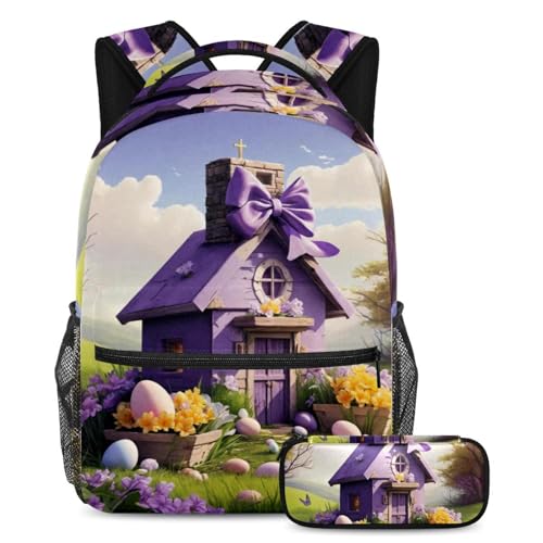 Lot de 2 cartables pour enfants grande capacité avec trousse à crayons zippée