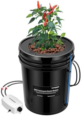 VIVOSUN DWC Hydroponics Grow System with Top Drip Kit 1 Bucket | ...
