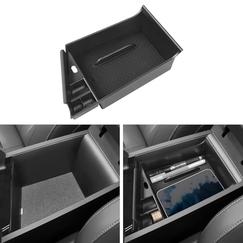 YOJOJOCO Center Console Organizer Compatible with Hyundai 2021-2025 2026 Elantra Accessories (NOT Fit Manual Hand Break Models) Black ABS Plastic Material Armrest Secondary Storage Box