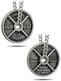 Men's Antique Finish High Relief Weight Plate Necklace-Romans 8:37