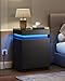 WLIVE Black Nightstand with Charging Station & LED Lights, Modern Night Stand with 3 Drawers and Sliding Top, Bedside Table End Table with Hidden Space for Bedroom, Living Room, Black