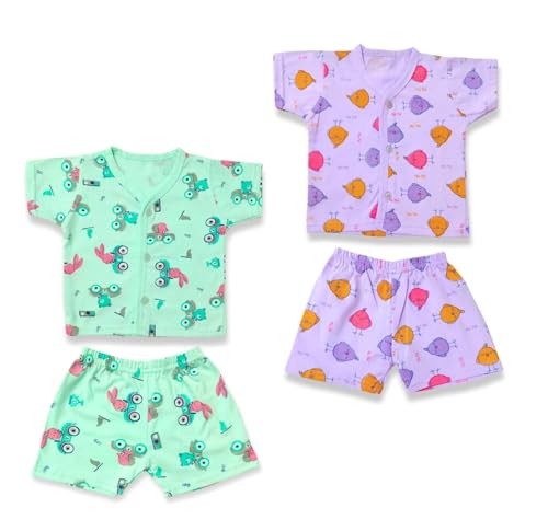 Image of Lil' Shark Baby Cotton T-Shirt & Shorts Set | 100% Pure Cotton Summer Wear for Baby Boys & Girls | Soft, Breathable Infant Casual Outfit | Printed T-Shirt with Shorts Set