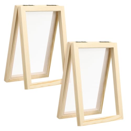 LALAFINA 2Pcs Wooden Paper Making Frame Craft for Papermaking and Handicraft Tool for Educational Fun Paper Crafting
