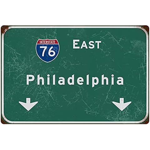 Bakaevsm Tin Sign Old-Fashioned East Philadelphia Intercontinental 76 Road Signage Signage Bar Club Restaurant Wall Decoration 18x12 Inches Cover