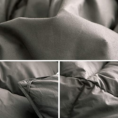 Royoliving Premium Silver Down Comforter California Cal King Size All Season Solid Dark Gary Charcoal Grey Oversized 100% Cotton Cover Down Duvet Insert With Corner Tabs, (67 Oz, 108 X 98) #TOP1