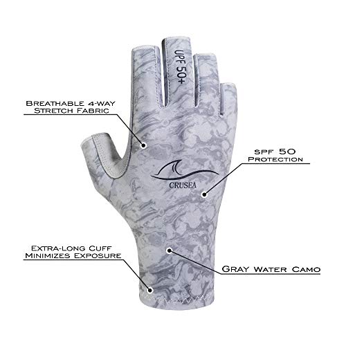 image for CRUSEA Fingerless Outdoor Gloves Sun Gloves UV Protection UPF50+Fishin