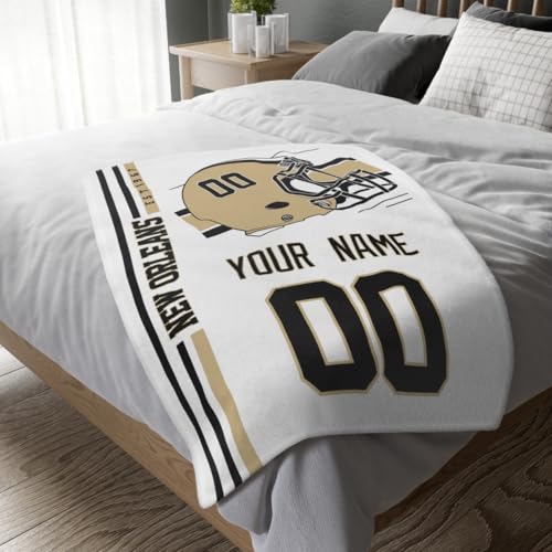 Image of New Orleans Throw Blanket Custom Name and Number Personalized Gifts for Men and Women