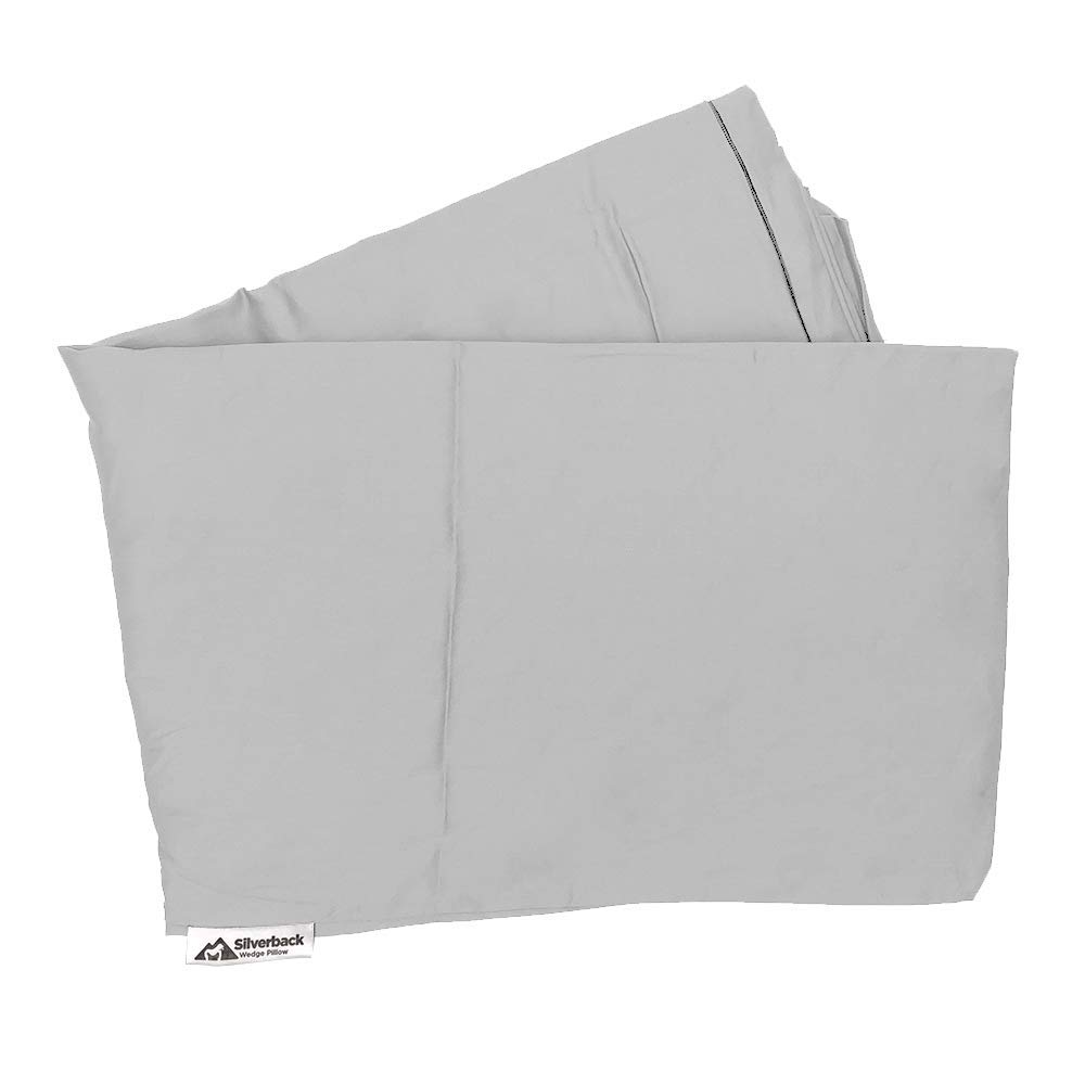 Silverback Wedge Pillow 7.5" Wedge Pillow Cover - 100% Egyptian Cotton Replacement Pillow Case, Fits Our 7.5" Luxurious 2" Pillow Wedge - Universal Fit For Wedges To 27.5"W x 27.5"L x 8"H (Light Gray)