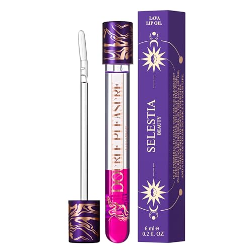 SELESTIA BEAUTY Hydrating Lip Oil â€“ Double Pleasure â€“ Moisturizing & Softening Lip Glow Oil with Silicone Applicator, 0.14 oz (Like a Virgin)