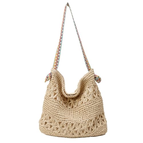 Sac à bandoulière en paille fonctionnel grand volume femme