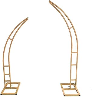 Arcos De Boda De Metal Para Ceremonia, Soporte De Fondo De Arco De Boda Curvo, Soporte De Arco De Globo De Media Luna Para Decoración De Aniversario De Fiesta De Cumplea(Size:5.8ft+6.8ft,Color:Oro)