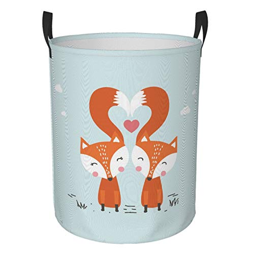 Image of Foruidea Heart Fox Laundry Basket,Laundry Hamper,Collapsible Storage Bin,Oxford Fabric Clothes Baskets,Nursery Hamper for Home,Office,Dorm,Gift Basket