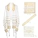 3 ARCHES USA, The Blessing Tallit, 73”X 33” Messianic Prayer Shawl Christian-Messianic Large Tallit With Bag & Brochure (Gold/White)