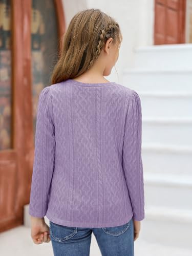 Image of Ebifin Girls Sweaters Kids Long Sleeve Crewneck Fall Knit Tops Cute Pullover Jumper Shirts 5-14 Years