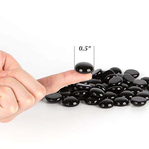 Image of WGV Flat Marbles, Pebbles, Glass Gems for Vase Fillers, Party Table Scatter, Decoration, Landscaping, Aquarium Decor, Crystal Rocks [Color: Black] (2 Pounds, Approx 200 pcs)