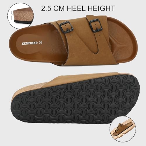 Image of Centrino Men's Berkin-Style Slip-On Sandals | Open Toe Design | Soft PU Footbed | Lightweight & Comfortable | Arch Support | On-Grip Sole | Casual Outdoor Wear (6866)