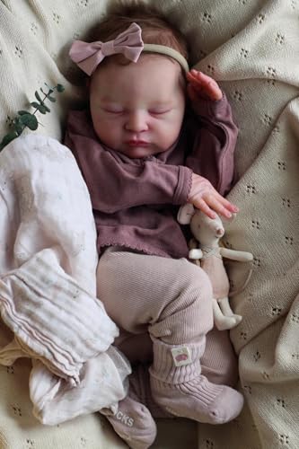 Zero pam Reborn Baby Mädchen 19 Zoll 48 cm Reborn Puppe Mit Haaren Lebensechte Reborn Puppen Aus Stoff Wie EIN Echtes Baby Geschenksets Für Mädchen