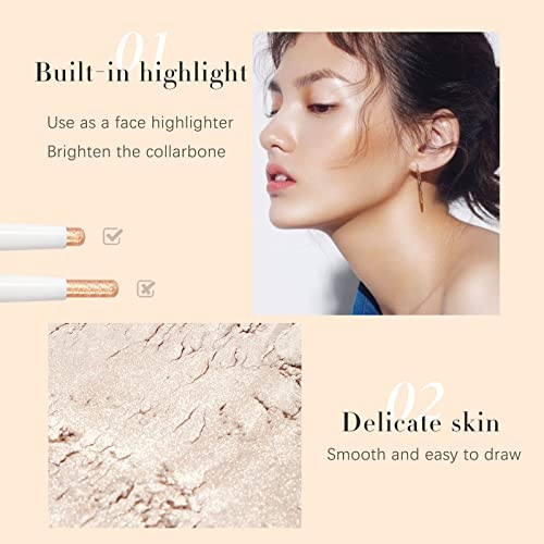 Newbang 4Pcs White Eyeshadow Pencil,Glitter Shimmer Matte Hypoallergenic Eyeshadow Pen,Neutral Cream Eye Shadow Stick,Long Lasting Waterproof Lying Silkworm Brightening Pen Set #TOP4
