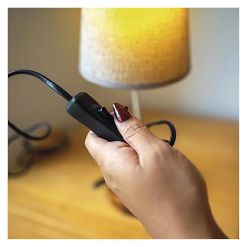EMOS - Ersatzschalter für Netzkabel 2x 0,5-0,75 mm2 - Zwischenschalter mit Schraubenklemme für 230V/2,5A - Schnurschalter geeignet für 2-adriges Lampenkabel für Leuchten und Kleingeräte - Schwarz